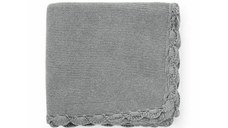Paturica tricotata PetiteMars Harmony margini crosetate Dimensiune 80x100 cm 100 bumbac Gri