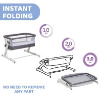 Patut atasabil Chicco Next2Me PopUp Atmoshpere gri cu picioare pliabile, laterala culisanta, reglabil pe inaltime, geanta de transport, husa detasabila si lavabila - 2