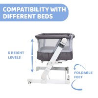 Patut atasabil Chicco Next2Me PopUp Atmoshpere gri cu picioare pliabile, laterala culisanta, reglabil pe inaltime, geanta de transport, husa detasabila si lavabila - 5