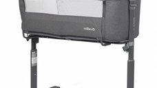 Patut Co-Sleeper 2 in 1 pentru copii Colibro Nap Bassinet, cu saltea inclusa, inaltime reglabila pe 9 nivele si unghi de inclinare de 30 de grade, dimensiuni 90 x 58 cm, Onyx