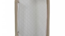 Patut Co-Sleeper Cangaroo Aura Beige 88x56 cm cu laterala culisanta, saltea cu baza ferma si husa detasabila, functie anti reflux, 7 nivele de reglare a inaltimii, 4 roti cu frana,recomandat de la nastere pana la 9 kg