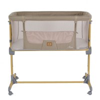 Patut Co-Sleeper Cangaroo Aura Beige 88x56 cm cu laterala culisanta, saltea cu baza ferma si husa detasabila, functie anti reflux, 7 nivele de reglare a inaltimii, 4 roti cu frana,recomandat de la nastere pana la 9 kg - 4