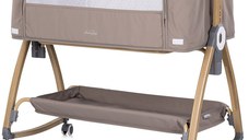 Patut co-sleeper Chipolino Charisma Latte Wood cu laterala culisanta si functie de leagan