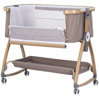 Patut co-sleeper Chipolino Charisma Latte Wood cu laterala culisanta si functie de leagan - 2