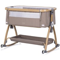 Patut co-sleeper Chipolino Charisma Latte Wood cu laterala culisanta si functie de leagan - 5