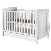 Patut copii din lemn Mira 120x60 cm alb cu sertar - 6