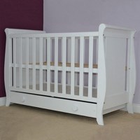Patut copii din lemn Mira 120x60 cm alb cu sertar - 1