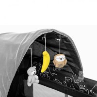 Patut de calatorie pentru copii, Kidnort, pliabil, multifunctional 3 in 1, din material Oxford 300, cu geantuta de depozitare, laterala culisanta, roti cu frana, accesorizat, Stugan Dark Grey - 7