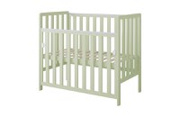 Patut din lemn Bambi menta cu laterala culisanta, roti cu blocare si protectie silicon pentru dentitie, 100 x 50 cm - 3