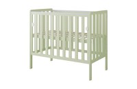Patut din lemn Bambi menta cu laterala culisanta, roti cu blocare si protectie silicon pentru dentitie, 100 x 50 cm - 4