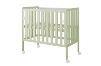 Patut din lemn Bambi menta cu laterala culisanta, roti cu blocare si protectie silicon pentru dentitie, 100 x 50 cm - 5