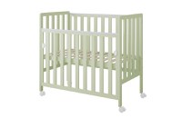 Patut din lemn Bambi menta cu laterala culisanta, roti cu blocare si protectie silicon pentru dentitie, 100 x 50 cm - 6