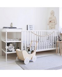 Patut din lemn masiv transformabil pentru bebe si junior Clasic Alb 140 x 70 cm - 2