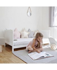 Patut din lemn masiv transformabil pentru bebe si junior Clasic Alb 140 x 70 cm - 6