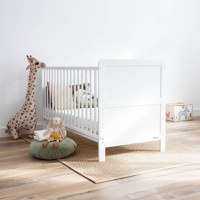 Patut din lemn masiv transformabil pentru bebe si junior Clasic Alb 140 x 70 cm - 7