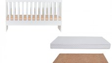 Patut din lemn Nichiduta Sweet Dreams II cu somiera ajustabila si saltea cocos 12 cm