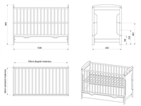 Patut din lemn pentru copii, Nichiduta Anya Whie, cu somiera reglabila pe 3 inaltimi distincte, dimensiune exterioara 125 x 65 cm - 2