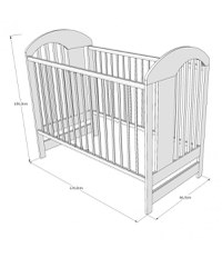 Patut din lemn pentru copii pana la 4 ani 124x66 cm cu sistem 3 bare detasabile Tymon Grey - 3