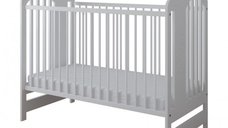 Patut din lemn pentru copii Tymon White 124x66 cm cu 3 bare detasabile + Saltea Nichiduta Cocos Comfort 12 cm