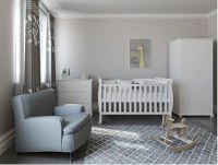 Patut din lemn si PAL Mini Sleight White 120x60 cm cu laterala detasabila si margine din silicon pentru protectie dintisori - 1