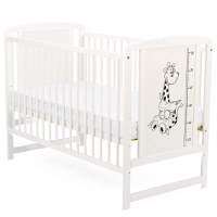 Patut din lemn Timmi BabyNeeds Girafa 120x60 cm Alb - 3