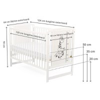 Patut din lemn Timmi BabyNeeds Girafa 120x60 cm Alb - 4