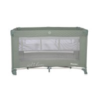 Patut Lorelli Noemi Iceberg Green Star pliabil, cu 2 nivele, laterala cu fermoar, roti cu sistem de blocare, salteluta si geanta de transport incluse - 1