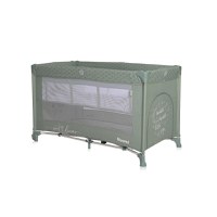 Patut Lorelli Noemi Iceberg Green Star pliabil, cu 2 nivele, laterala cu fermoar, roti cu sistem de blocare, salteluta si geanta de transport incluse - 2