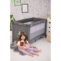 Patut Lorelli Noemi Mellow Rose Star pliabil, cu 2 nivele, laterala cu fermoar, roti cu sistem de blocare, salteluta si geanta de transport incluse - 5