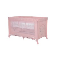 Patut Lorelli Noemi Mellow Rose Star pliabil, cu 2 nivele, laterala cu fermoar, roti cu sistem de blocare, salteluta si geanta de transport incluse - 1