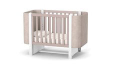 Patut pentru copii 12060 cm din lemn de fag 0-4 ani, laterale din velour LD5 Monaco Velour Bej, inaltimea saltelei reglabila, laterala detasabila