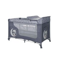 Patut pentru copii Lorelli Moonlight Cool Grey Pandas pliabil, cu 2 nivele, laterala cu fermoar, masuta de infasat, saltea si geanta de transport incluse - 3