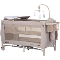 Patut pliabil Chipolino Bella Tiramisu cu doua nivele, intrare laterala cu fermoar, 2 roti cu frane, saltea de infasat, carusel muzical, geanta pentru transport, buzunar si organizator accesorii - 2
