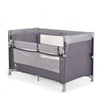 Patut pliabil copii cu laterala culisanta Moni Next level Grey,3 variante de folosire,2 nivele,saltea pliabila inclusa,curea fixare la patul parintilor,laterale din plasa pentru ventilatie,geanta transport,125x65x74cm - 2