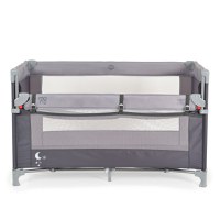 Patut pliabil copii cu laterala culisanta Moni Next level Grey,3 variante de folosire,2 nivele,saltea pliabila inclusa,curea fixare la patul parintilor,laterale din plasa pentru ventilatie,geanta transport,125x65x74cm - 7