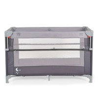 Patut pliabil copii cu laterala culisanta Moni Next level Grey,3 variante de folosire,2 nivele,saltea pliabila inclusa,curea fixare la patul parintilor,laterale din plasa pentru ventilatie,geanta transport,125x65x74cm - 8