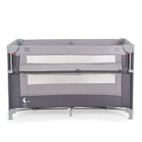 Patut pliabil copii cu laterala culisanta Moni Next level Grey,3 variante de folosire,2 nivele,saltea pliabila inclusa,curea fixare la patul parintilor,laterale din plasa pentru ventilatie,geanta transport,125x65x74cm - 9
