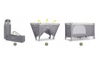 Patut pliabil cu un nivel pentru copii Ricokids,pliere compacta,usa de acces cu fermoar,roti cu frane,husa transport si saltea pliabila incluse Gri deschis - 7