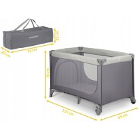 Patut pliabil cu un nivel pentru copii Ricokids,pliere compacta,usa de acces cu fermoar,roti cu frane,husa transport si saltea pliabila incluse Gri deschis - 6
