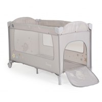 Patut pliabil de calatorie 2in1 Moni Sleepy New Grey 120x60cm cu 2 nivele,roti cu blocare,usa de acces cu fermoar,laterala cu plasa de ventilatie,pliabil compact,saltea pliabila,bara cu jucarii,saltea de infasat si geanta - 3
