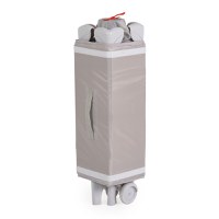 Patut pliabil de calatorie 2in1 Moni Sleepy New Grey 120x60cm cu 2 nivele,roti cu blocare,usa de acces cu fermoar,laterala cu plasa de ventilatie,pliabil compact,saltea pliabila,bara cu jucarii,saltea de infasat si geanta - 5