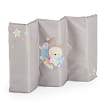 Patut pliabil de calatorie 2in1 Moni Sleepy New Grey 120x60cm cu 2 nivele,roti cu blocare,usa de acces cu fermoar,laterala cu plasa de ventilatie,pliabil compact,saltea pliabila,bara cu jucarii,saltea de infasat si geanta - 6