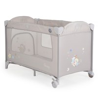 Patut pliabil de calatorie 2in1 Moni Sleepy New Grey 120x60cm cu 2 nivele,roti cu blocare,usa de acces cu fermoar,laterala cu plasa de ventilatie,pliabil compact,saltea pliabila,bara cu jucarii,saltea de infasat si geanta - 7