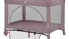 Patut pliabil, Lionelo, Laura, 102 x 74 cm, Cu doua nivele, Functie de tarc, Cu roti, Include salteluta si geanta de transport, Pereti din plasa, Deschidere laterala, Pana la 15 kg, 0 luni +, Roz