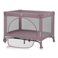 Patut pliabil, Lionelo, Laura, 102 x 74 cm, Cu doua nivele, Functie de tarc, Cu roti, Include salteluta si geanta de transport, Pereti din plasa, Deschidere laterala, Pana la 15 kg, 0 luni +, Roz - 1