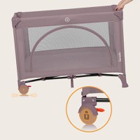 Patut pliabil, Lionelo, Laura, 102 x 74 cm, Cu doua nivele, Functie de tarc, Cu roti, Include salteluta si geanta de transport, Pereti din plasa, Deschidere laterala, Pana la 15 kg, 0 luni +, Roz - 2