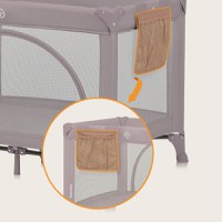 Patut pliabil, Lionelo, Laura, 102 x 74 cm, Cu doua nivele, Functie de tarc, Cu roti, Include salteluta si geanta de transport, Pereti din plasa, Deschidere laterala, Pana la 15 kg, 0 luni +, Roz - 3