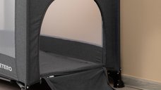 Patut pliabil pentru copii Caretero Basic Graphite cu un nivel,fereastra acces cu fermoar, saltea pliabila 120x690 cm si geanta transport incluse, greutate admisa 15 kg, dimensiune 125x66x75.5 cm