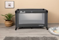 Patut pliabil pentru copii Caretero Basic Graphite cu un nivel,fereastra acces cu fermoar, saltea pliabila 120x690 cm si geanta transport incluse, greutate admisa 15 kg, dimensiune 125x66x75.5 cm - 6