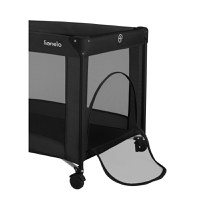 Patut pliabil pentru copii Lionelo Amelie Negru cu intrare laterala, salteluta, roti, geanta transport 100.5x70.5 cm - 4